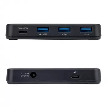StarTech.com 4-portu USB-C un USB-A centrmezgls, 5Gbps, ar barošanu, 2-in-1 USB-C un USB-A vads, 1x USB-C un 3x USB-A (1x BC 1.2), 36W barošanas adapteris iekļauts