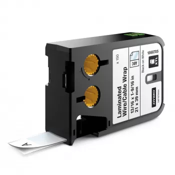 DYMO XTL Laminēts vadu/kabeļu marķējums | 21 mm x 39 mm | Melns uz balta