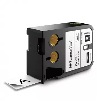 DYMO XTL Universālie vinila uzlīmju ruļļi | 24 mm x 7 m | Melns uz balta