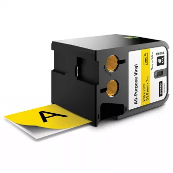 DYMO XTL Vispārējas nozīmes vinila etiķetes | 54 mm x 7 m | Melns uz dzeltena