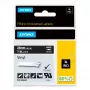 DYMO Rhino Industrial Vinila etiķetes | 24 mm x 5,5 m | Balts drukājums uz melna | Pašlīmējošas | LabelManager un Rhino marķētājiem