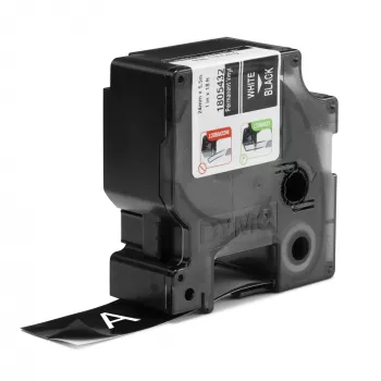 DYMO Rhino Industrial Vinila etiķetes | 24 mm x 5,5 m | Balts drukājums uz melna | Pašlīmējošas | LabelManager un Rhino marķētājiem