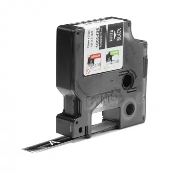 DYMO Rhino industriālās vinila etiķetes | 12 mm x 5,5 m | Balts uz melna | Pašlīmējošas | LabelManager un Rhino marķētājiem