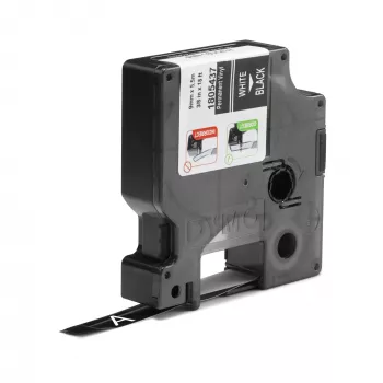 DYMO Rhino Industriālās vinila etiķetes | 9 mm x 5,5 m | Balts drukājums uz melna | Pašlīmējošas | LabelManager un Rhino marķētājiem