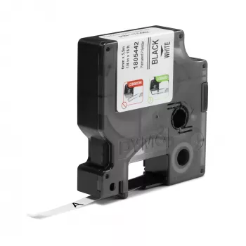 DYMO Rhino Industrial Pastāvīgas Poliestera Uzlīmes | 6 mm x 5,5 m | Melns Uz Balta | Pašlīmējošas | Rhino un LabelManager Etiķešu Printeriem