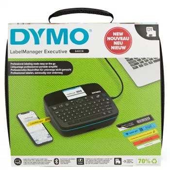 DYMO LabelManager Executive 640 CB Pārnēsājams etiķešu printeris komplektā ar somu un 3 kasetēm | Kompakts QWERTY etiķešu veidotājs | Bluetooth un USB savienojamība | Saderīgs ar D1 lentēm