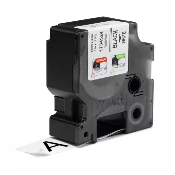 DYMO Rhino Industriālā Elastīgā Neilona Lente | 24 mm x 3,5 m | Melns Uz Balta | Pašlīmējoša | LabelManager un Rhino marķētājiem