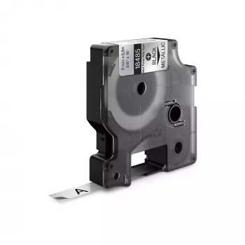 DYMO Rhino Industrial Pastāvīgās Poliestera Etiķetes | 9mm x 5.5m | Melns Uzraksts uz Metāliska Fona | Pašlīmējošas | Rhino & LabelManager Marķētājiem