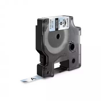 DYMO Rhino rūpnieciskās pastāvīgās poliestera etiķetes | 9 mm x 5,5 m | Melns drukājums uz caurspīdīgas | Pašlīmējošas | LabelManager un Rhino marķētājiem