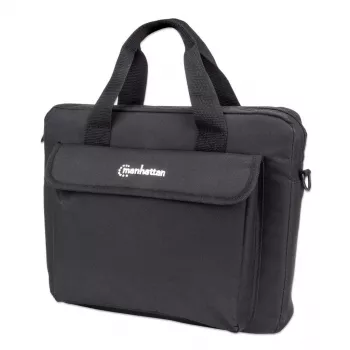 Manhattan London Laptop Soma 12.5 collas, augšējā iekraušana, melna, ZEMAS IZMAKSAS, aksesuāru kabata, noņemama plecu siksna, piezīmjdatora maciņš, trīs gadu garantija