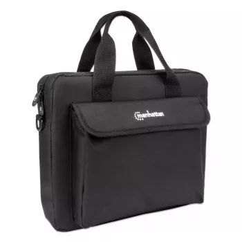 Manhattan London Laptop Soma 12.5 collas, augšējā iekraušana, melna, ZEMAS IZMAKSAS, aksesuāru kabata, noņemama plecu siksna, piezīmjdatora maciņš, trīs gadu garantija