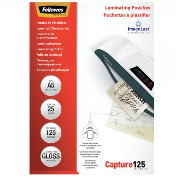 Fellowes ImageLast A5 125 Mikronu Laminēšanas Kabata - 25 gab., Spīdīga, Caurspīdīga, A5, 0.125 mm, 218 mm, 1 mm