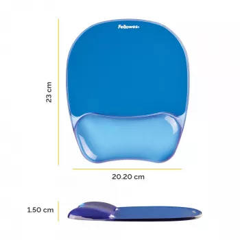 Fellowes pelēkdēlis ar plaukstas balstu - Crystals gēla pelēkdēlis ar neslīdošu gumijas pamatni - Ergonomisks pelēkdēlis datoram, klēpjdatoram, mājas birojam - Saderīgs ar lāzera un optiskajām pelēm - Zils