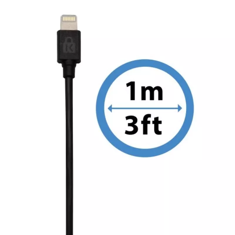 Kensington PowerBolt™ 2.4 Auto Lādētājs — Melns, Ar Lightning Kabeli, 1 m
