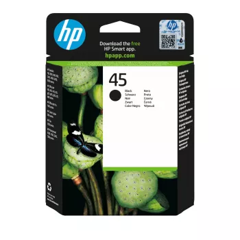 HP 45 lielā melnā oriģinālā tintes kasetne, melna, 1 gab., 930 lapas