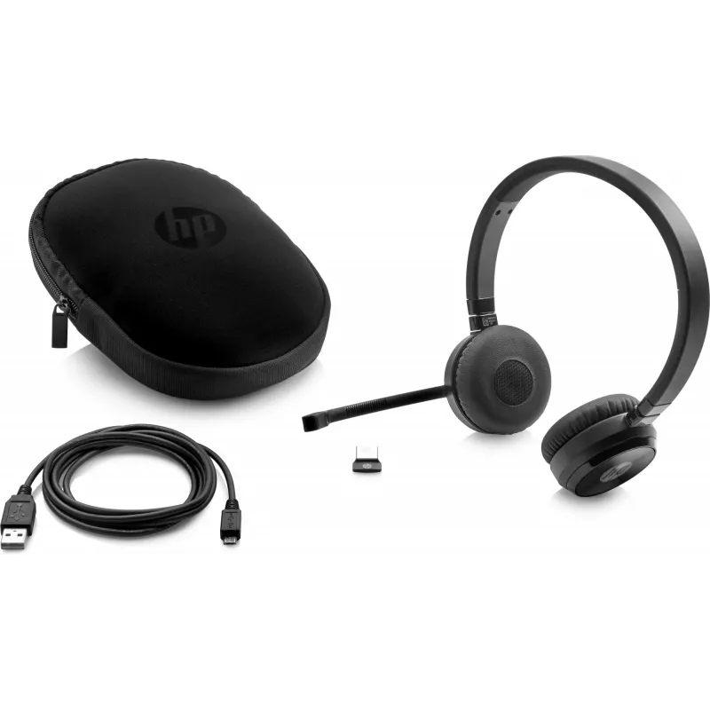 HP UC Wireless Duo Bezvadu Austiņas, Birojs/Zvanu centrs, 310 g, Melnas