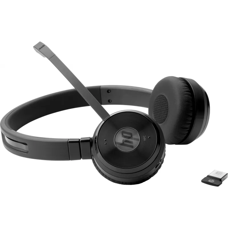 HP UC Wireless Duo Bezvadu Austiņas, Birojs/Zvanu centrs, 310 g, Melnas