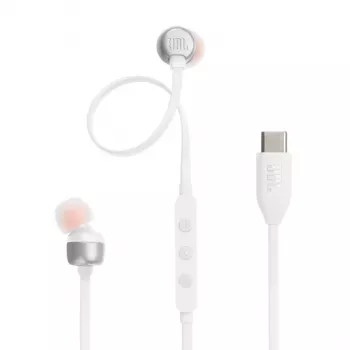 JBL Tune 310C Austiņas Vadu Iekšauss Zvanīšanai/Mūzikai USB Type-C Baltas