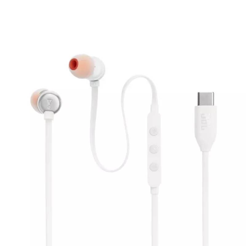 JBL Tune 310C Austiņas Vadu Iekšauss Zvanīšanai/Mūzikai USB Type-C Baltas