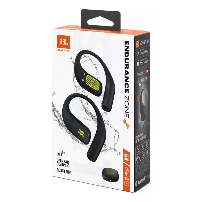 JBL Endurance Zone Bezvadu Atvērtā Tipa Austiņas Sportam Bluetooth Melns, Laims
