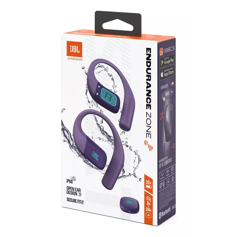 Austiņas JBL Endurance Zone Wireless Open-ear Sports Bluetooth — Violetas, 20–20000 Hz, 89.6 g