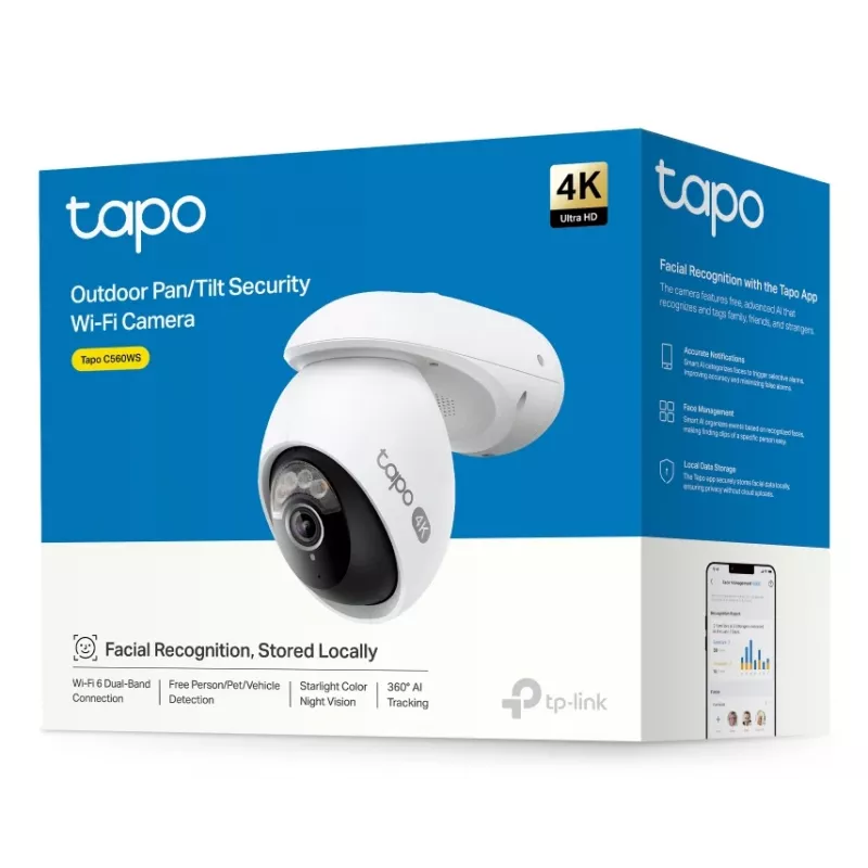 TP-Link Tapo TC46 drošības kamera, IP, 4K, iekštelpām/ārtelpām, Wi-Fi 6, 18x digitālais tālummaiņa