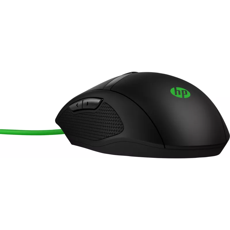 HP Pavilion Gaming Mouse 300, ambidextrous, optiskā, USB-A, 5000 DPI, melns, zaļš