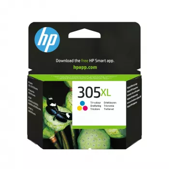 HP 305XL Augstas ražības trīskrāsu oriģinālā tintes kasetne, ciāna, fuksīna, dzeltena, 1 gab., 200 lapas