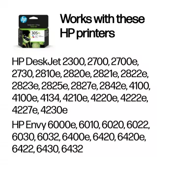 HP 305XL Augstas ražības trīskrāsu oriģinālā tintes kasetne, ciāna, fuksīna, dzeltena, 1 gab., 200 lapas