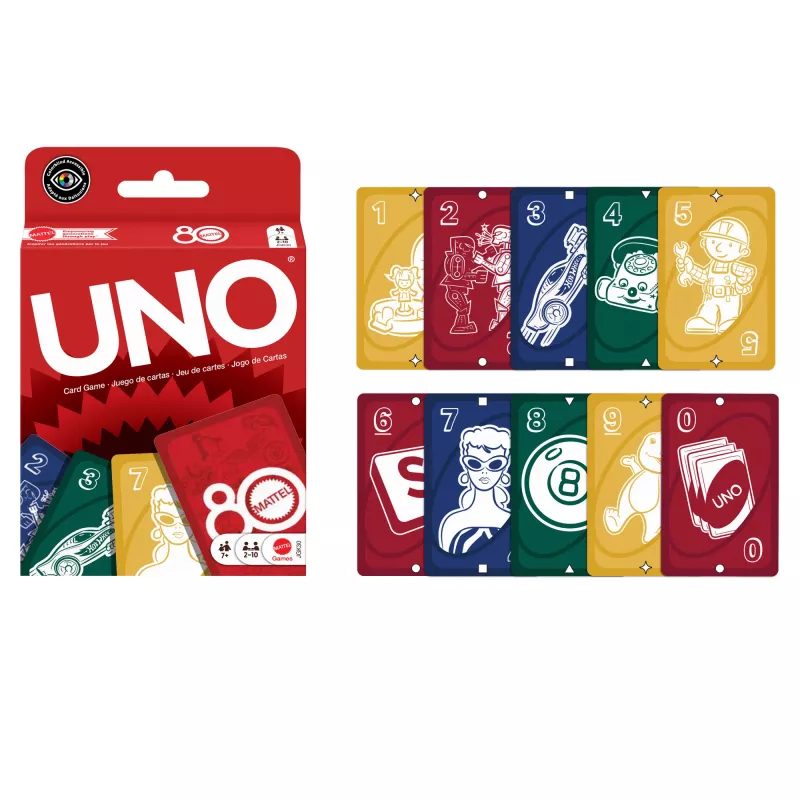 Spēļu kāršu komplekts UNO Mattel 80th Ruby Red