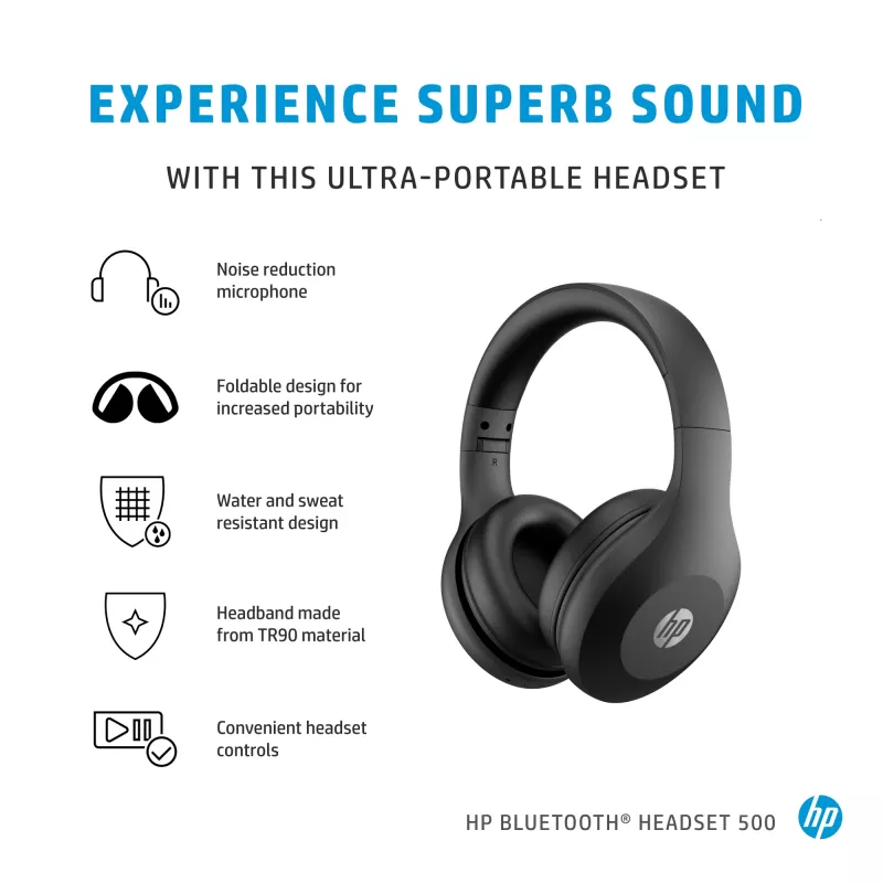 HP Bluetooth Headset 500, bezvadu, 220 g, austiņas, melna