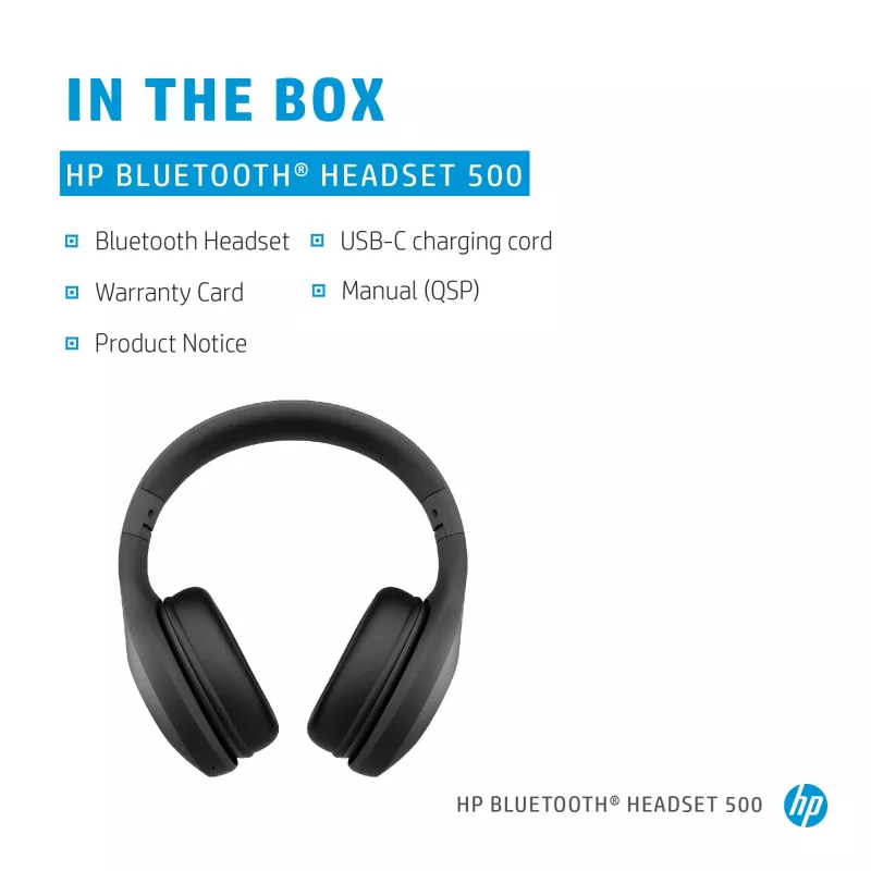 HP Bluetooth Headset 500, bezvadu, 220 g, austiņas, melna