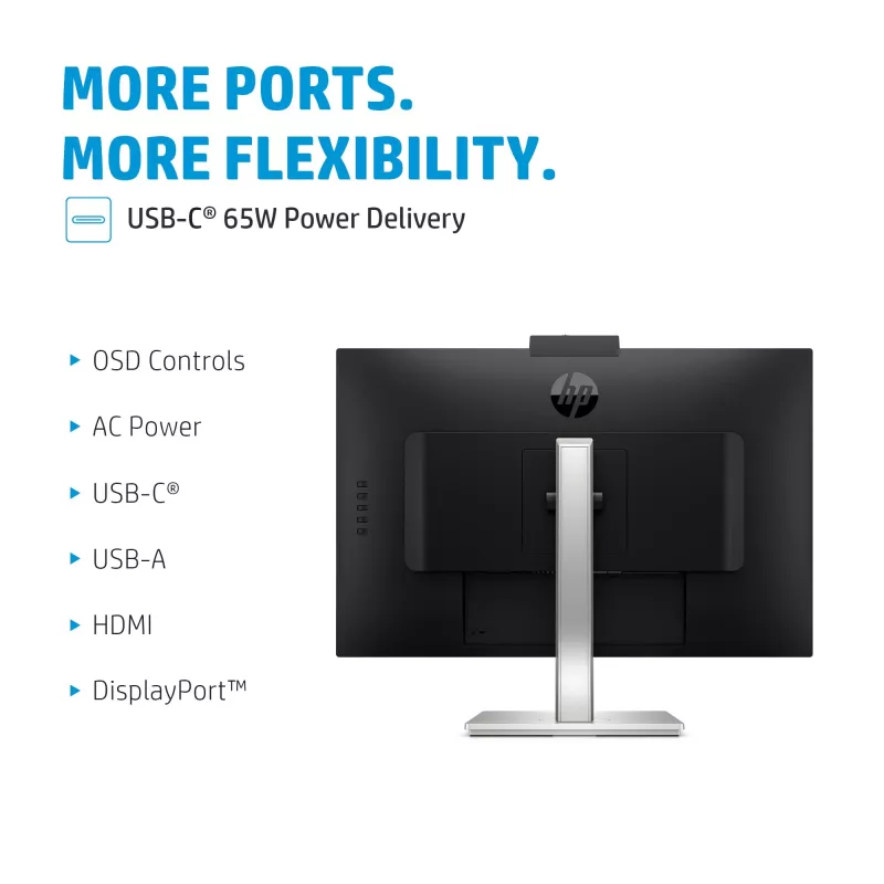 HP E27m G4 QHD USB-C konferences monitors, 68.6 cm (27 colli), 2560 x 1440 pikseļi, Quad HD, LCD, 5 ms, melns, sudrabs