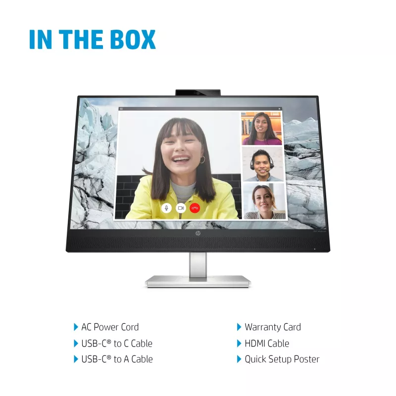 HP E27m G4 QHD USB-C konferences monitors, 68.6 cm (27 colli), 2560 x 1440 pikseļi, Quad HD, LCD, 5 ms, melns, sudrabs