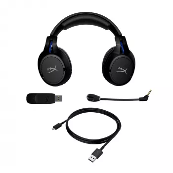 HyperX Cloud Flight bezvadu spēļu austiņas (Melna-Zila) - PS5/PS4