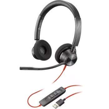 HP Poly Blackwire 3320 USB-A vadu austiņas, birojam/zvanu centram, 130 g, melna