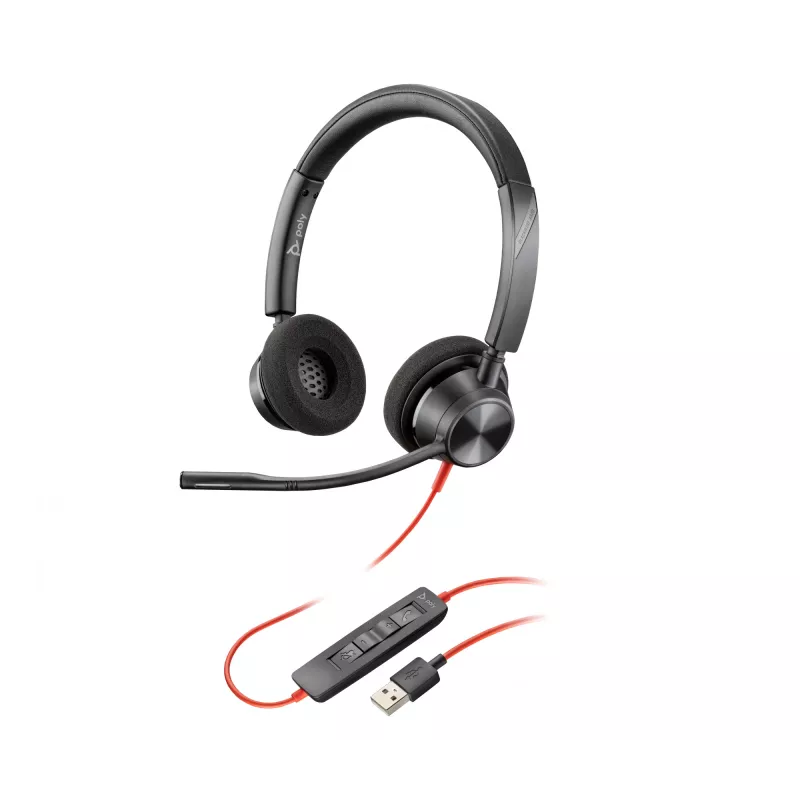 HP Poly Blackwire 3320 USB-A vadu austiņas, birojam/zvanu centram, 130 g, melna