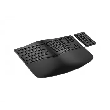 HP 965 Ergonomic bezvadu tastatūra, pilna izmēra (100%), bezvadu, RF bezvadu + Bluetooth, membrānas, melna