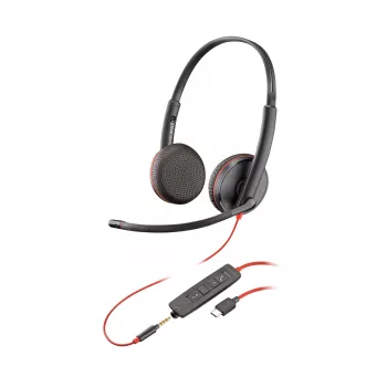 Austiņas POLY Blackwire C3225 Stereo USB-C vadu birojam un zvanu centram