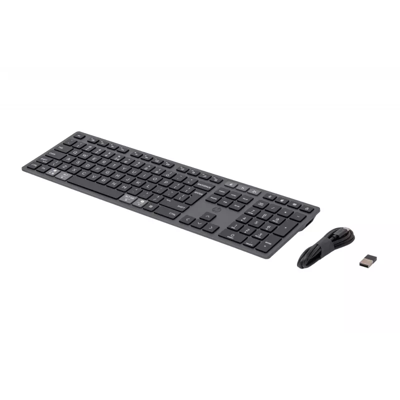 HP 720 Bezvadu vairāku ierīču tastatūra, uzlādējama, pilna izmēra, QWERTY, melna