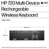 HP 720 Bezvadu vairāku ierīču tastatūra, uzlādējama, pilna izmēra, QWERTY, melna