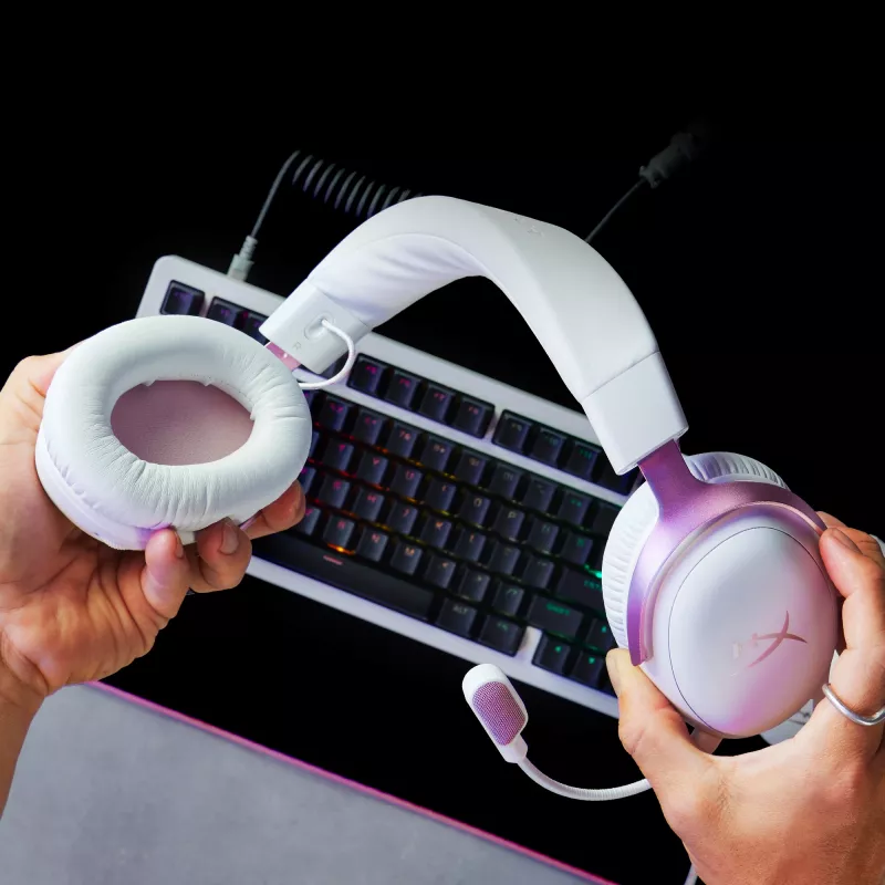 HyperX Cloud III - Spēļu austiņas (Balta/Rozā)