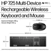 HP 725 Multi-Device Rechargeable Wireless Keyboard and Mouse Combo pilna izmēra bezvadu tastatūra un pele