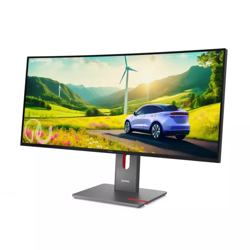 Datora monitors Lenovo ThinkVision P34WD-40 34 collas (86,4 cm) izliekts IPS 3440×1440 WQHD 6 ms USB-C, skaļruņi, VESA, Melns