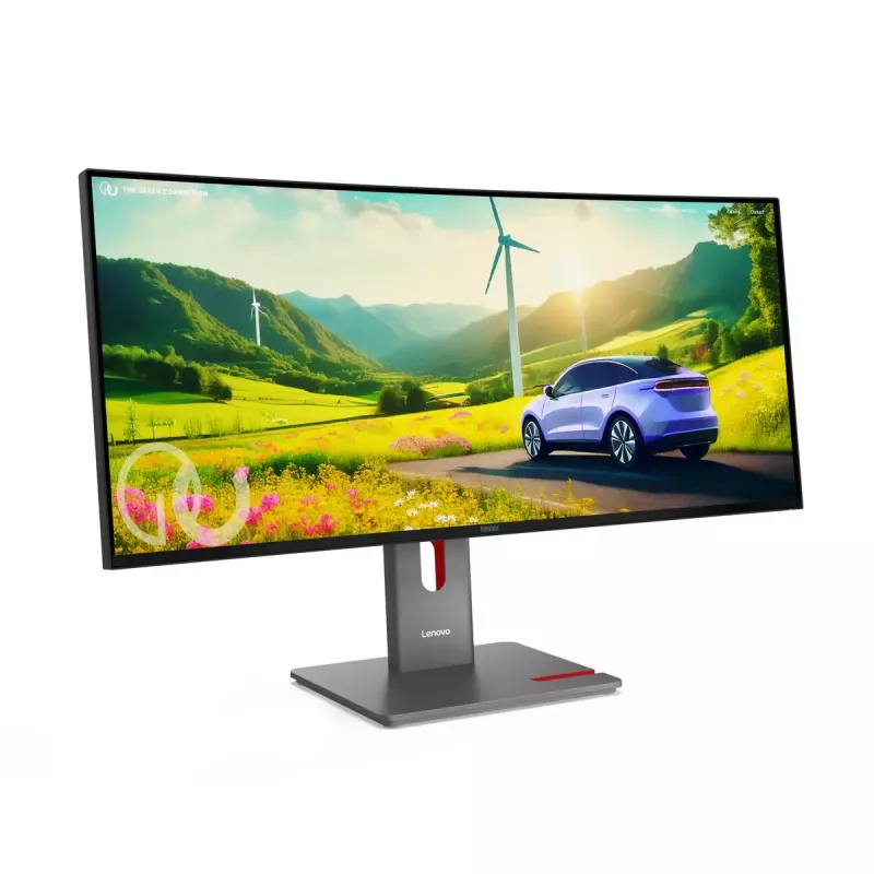 Datora monitors Lenovo ThinkVision P34WD-40 34 collas (86,4 cm) izliekts IPS 3440×1440 WQHD 6 ms USB-C, skaļruņi, VESA, Melns