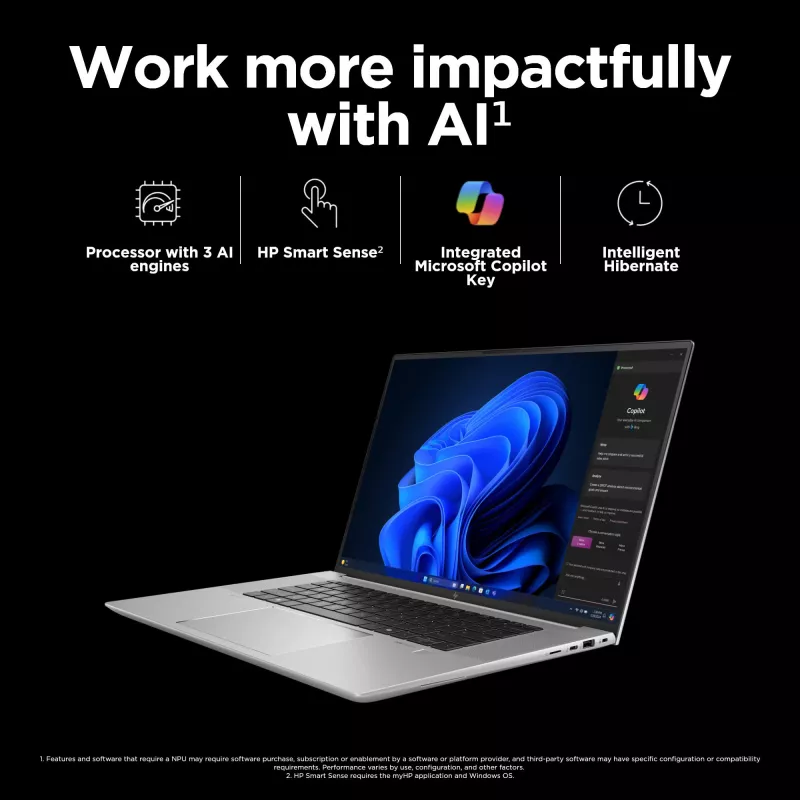 HP ZBook Studio G11 Intel Core Ultra 7 155H 40.6 cm (16 collu) WUXGA 32 GB DDR5-SDRAM NVIDIA RTX 2000 Ada Wi-Fi 7 (802.11be) Windows 11 Pro AI darbstacija, AI dators