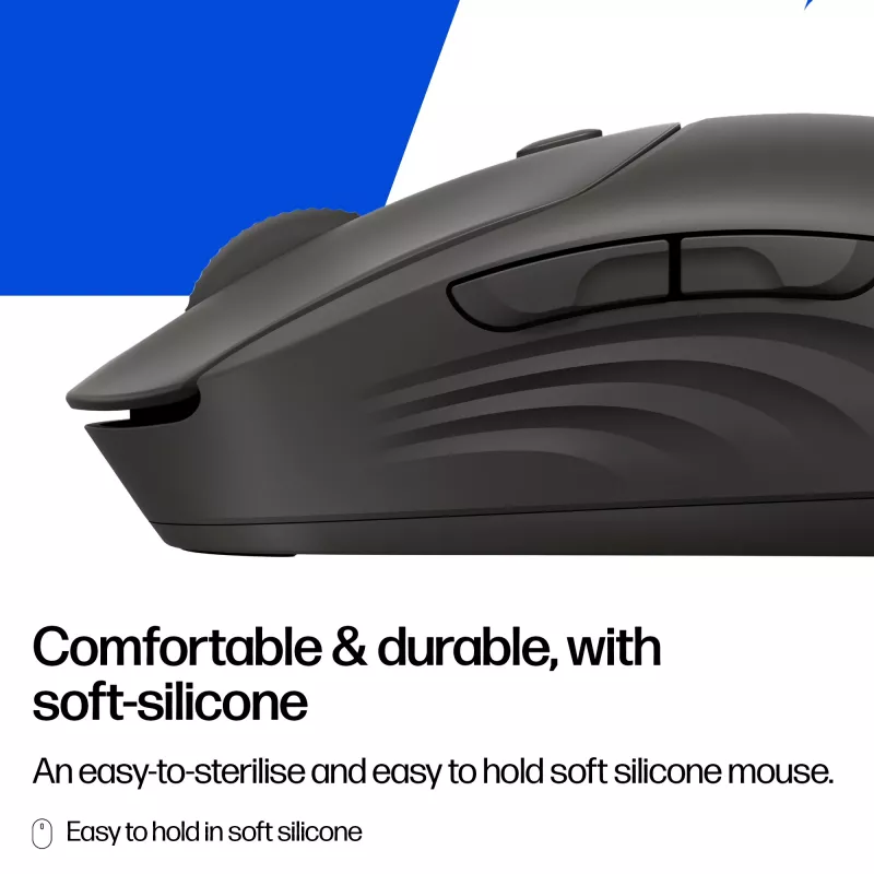 Bezvadu pele HP 405 Quiet — ambidekstrāla, optiskā 1200 DPI, RF bezvadu + Bluetooth, 5 pogas, baterijas, melna