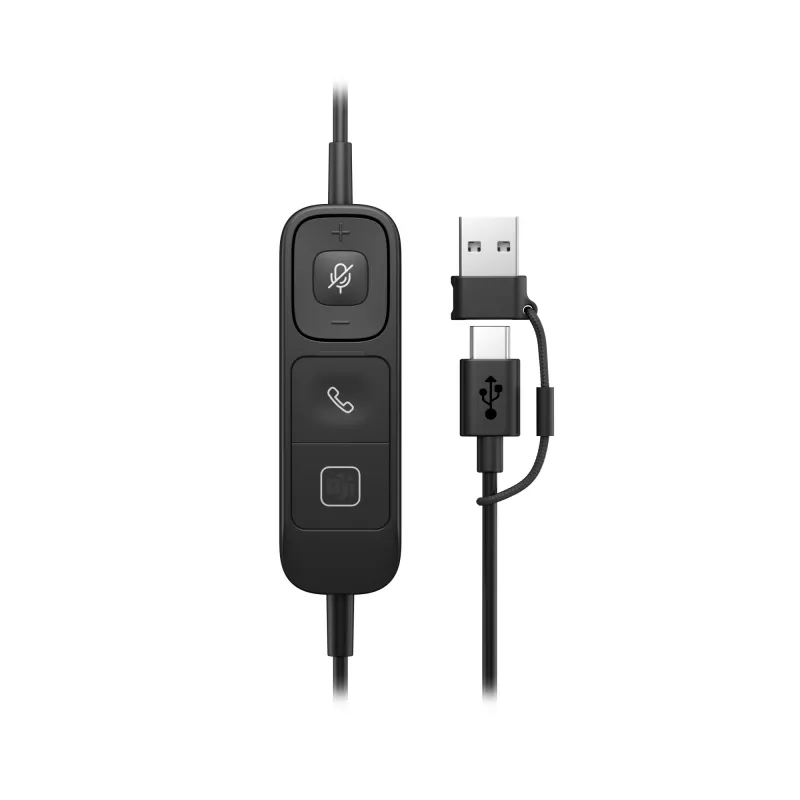 HP Poly Mission 615 Monaural USB Vadu Austiņas, 117.5 g, Melna