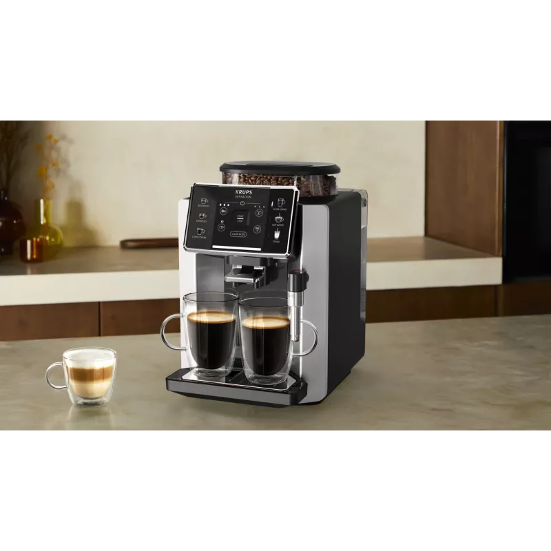 KRUPS Sensation EA910E pilnībā automātiska espresso kafijas automāts, 1.7 L ūdens tvertne, iebūvēta dzirnaviņa, 2 snīpji, 1450 W