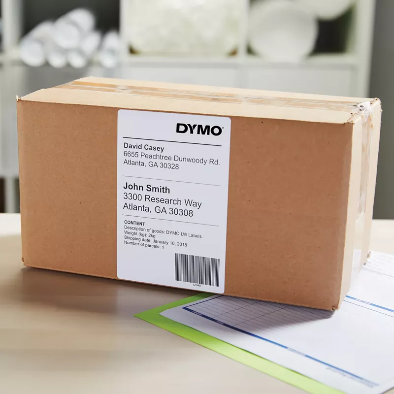 DYMO 2238107 UPS sūtījumu etiķetes, 102 x 210 mm, 6 ruļļi x 140 etiķetes, melnas uz balta
